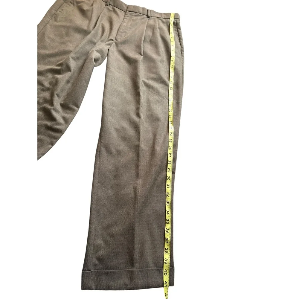Dockers Men's Dress Pants 38x32 Brown Pleated Relaxed Fit‎ Wool Blend